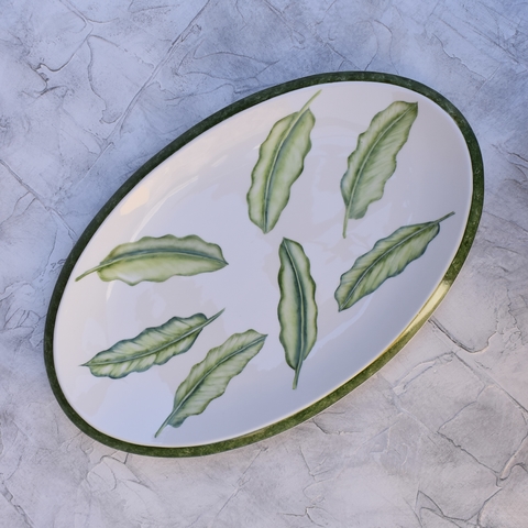 Fuente ovalada Hojas - Porcelana