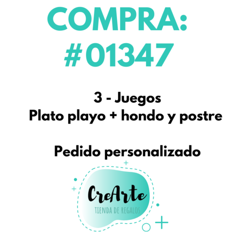 #01347 3 Sets de platos Pedido Personalizado