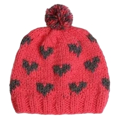 Gorro CORAL CON CORAZONES GRISES