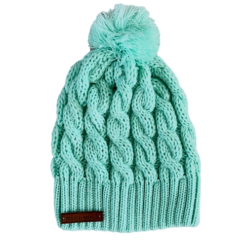 Gorro Basic con pompón VERDE AGUAMARINA CALARO