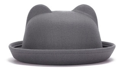 sombrero bombin orejas GRIS MEDIO