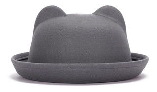 sombrero bombin orejas GRIS MEDIO