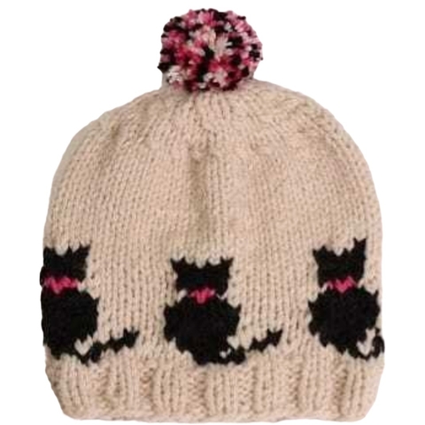 Gorro ARTESANAL GATITOS BEIGE