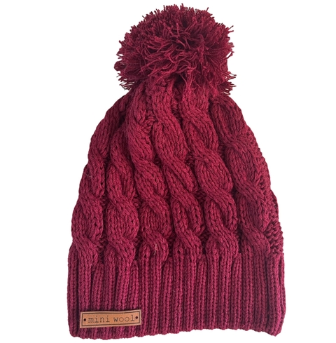 Gorro Basic con Pompón BORDO