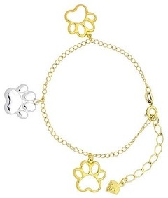Pulseira Folheada A Ouro C/ Patinhas De Cachorro - WSG-NACIONAIS E IMPORTADOS