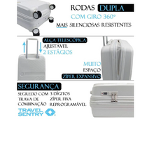 Mala de bordo viagem rígida 4 rodas polo king Branca - Luxcel - loja online