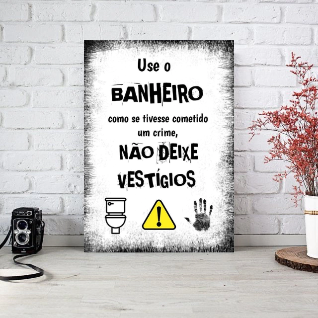 PLACA DECORATIVA BANHEIRO VESTÍGIOS