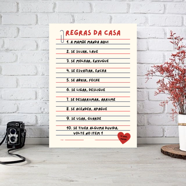 PLACA DECORATIVA REGRAS DA CASA I