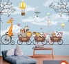 Papel De Parede Infantil Balão Animais Safari