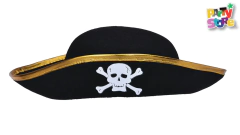 GORRO PIRATA ADULTO BORDE DORADO/PLATEADO