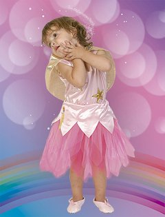 Hada Rosa con alas y estrellas