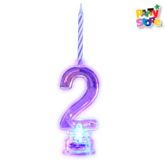 VELA NUMERO LUMINOSO LED N 2 con 4 velitas
