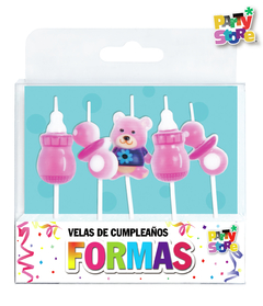 VELAS FORMAS - SET MI 1ER AÑITO NENA X 5 PIEZAS