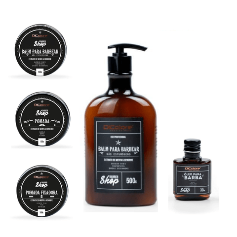 Kit Dicolore Barbershop Cabelo - Barba - Bigode 5 Produtos