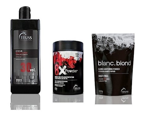 Truss Descoloração Rápido Dust Free 500g + 8X Powder 200g + Água Oxigenada Estabilizada 30 Vol 950ml
