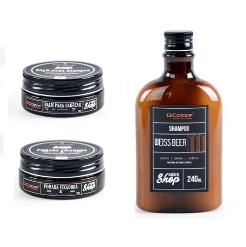 Kit Dicolore Barbershop Weiss Shampoo 240ml + Balm Para Barbear 100g + Pomada Fixadora 100g