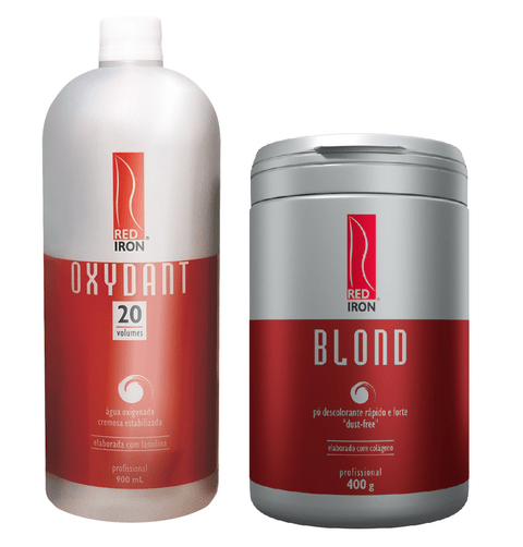 Kit Red Iron Blond Pó Descolorante Forte 400g + Red Iron Ox 20 Vol. 900ml