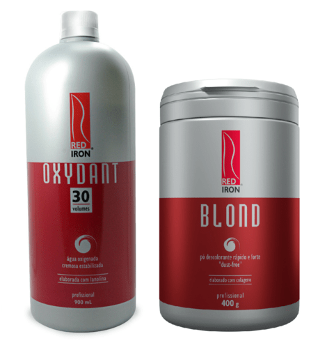Kit Red Iron Blond Pó Descolorante Forte 400g + Red Iron Ox 30 Vol. 900ml