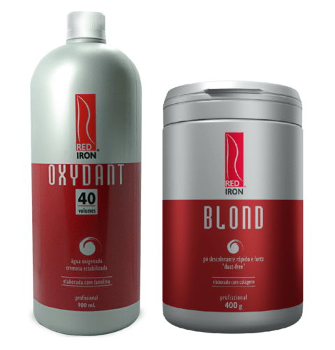 Kit Red Iron Blond Pó Descolorante Forte 400g + Red Iron Ox 40 Vol. 900ml