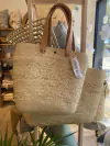 Cartera palma con manija cuero