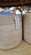 Canasta de palma y cuero (Circular alta)