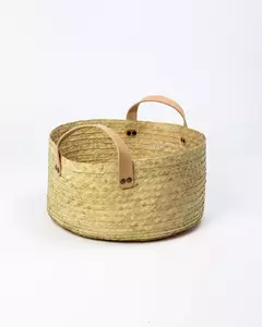 Canasta de palma y cuero (Circular bajo) en internet