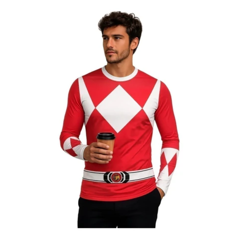 Camiseta Power Rangers Manga Longa Dry Fit do Infantil ao Adulto - 6 Cores