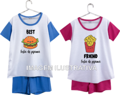 Kit 6 Pijamas Curtos Infantil Personalizados Festa do Pijama