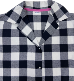 Pijama Feminino Americano Flanela Xadrez Preto e Branco - comprar online