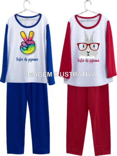 Kit 6 Pijamas Longos Infantil Personalizados Festa do Pijama
