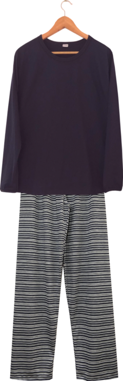 Pijama Masculino Longo Listrado Marinho