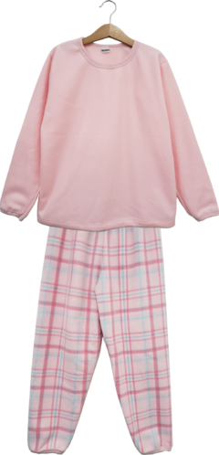 Pijama Menina Microsoft Xadrez Rosa