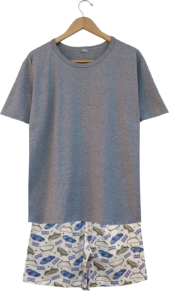 Pijama Menino Curto Skate Cinza