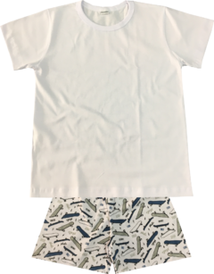 Pijama Menino Curto Skate Branco