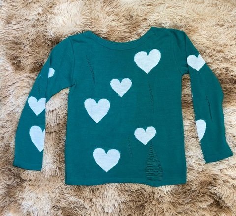 Blusa tricô coração