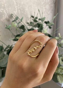 Anel dourado, em prata 925, de bolinhas lisas tipo Z - comprar online