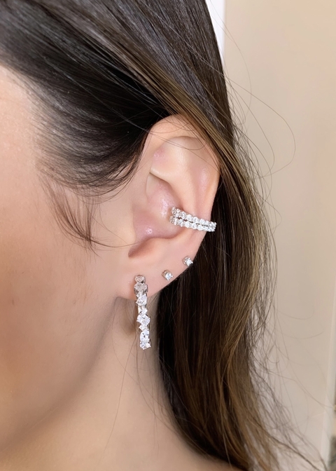 Imagem do Argola prata 925 com pedras de zircônias