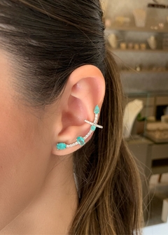 Brinco prata 925 ear cuff com zircônias