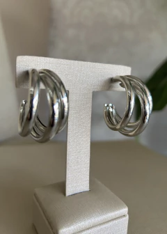 Argola tubular tripla tamanho grande - Valdelena Faria Semijoias