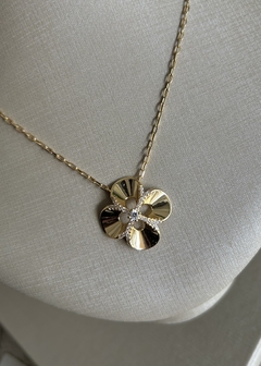 Colar Flor Dourada com Zircônias - Valdelena Faria Semijoias