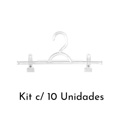10 Cabide Com Presilha Saia Calça Acrílico Transparente Loja