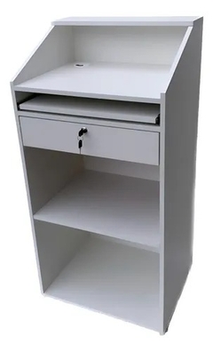 Balcão Caixa Vallet Para Computador Com Porta Teclado Mdf - Balcão de Vidro   Montagem de Loja (31) 97189-4747