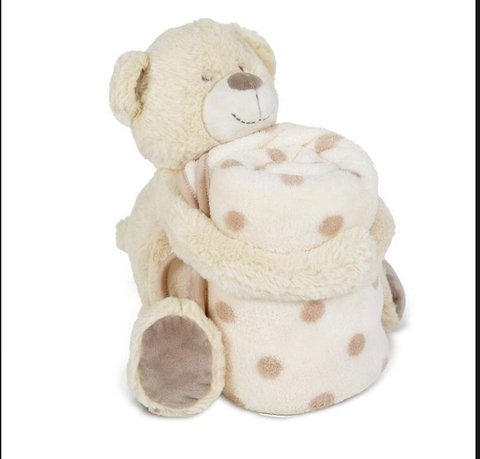 Manta Flannel Con Oso cuna