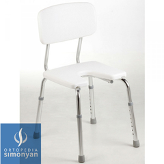 Silla de aluminio para ducha con asiento y respaldo plástico