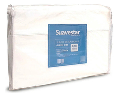 Juego De Sábanas Suavestar Algodón Algodón Queen Color Blanco 200 Hilos