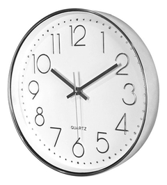 Reloj De Pared Marco Plateado Minimalista Numeros