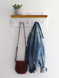 Perchero De Pared Con Estante Escandinavo Nordico Laqueado - tienda online