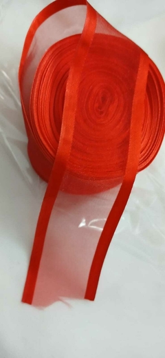 Organza com bordinha de cetim, vermelha - N9 - 18 metros
