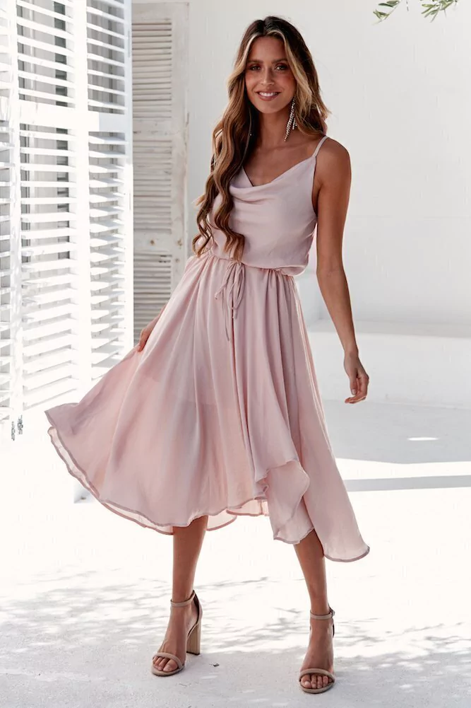 Bella Midi Dress Rose Nude