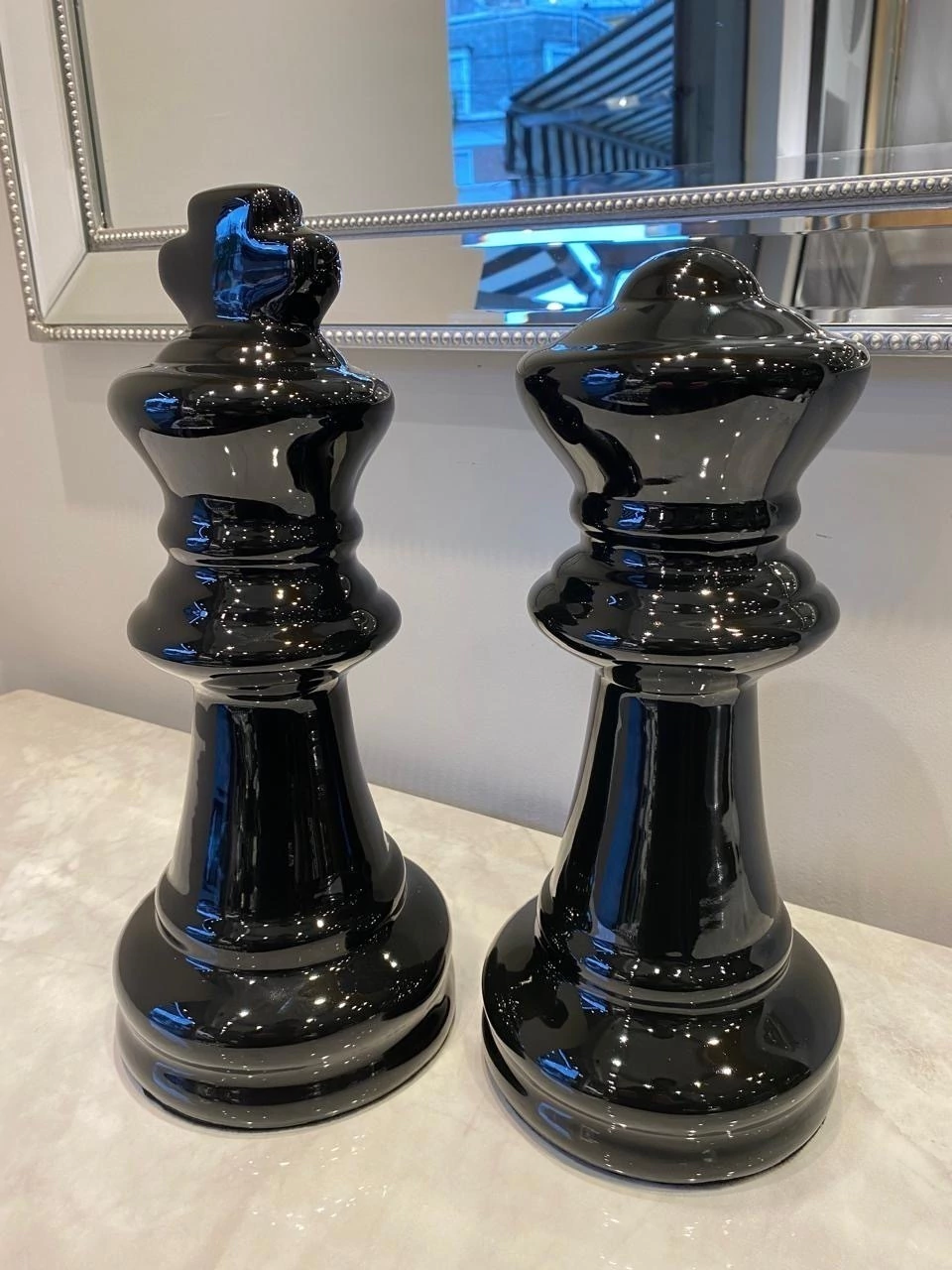 Set Rey y Reina de cerámica esmaltada negra